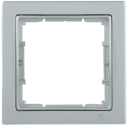 Рамка 1-местная квадратная РУ-1-БС BOLERO Q1 серебряный | код EMB12-K23-Q1 | IEK